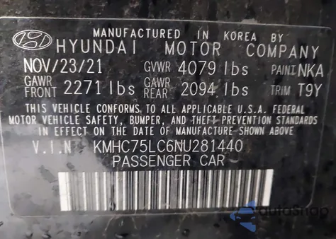 2022 Hyundai Ioniq Hybrid Se из США, поврежденный, VIN KMHC75LC6NU281440